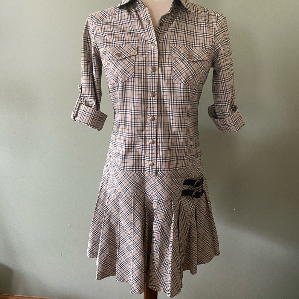 Burberry Blue Label Cotton Shirt Dress 38 Ladies